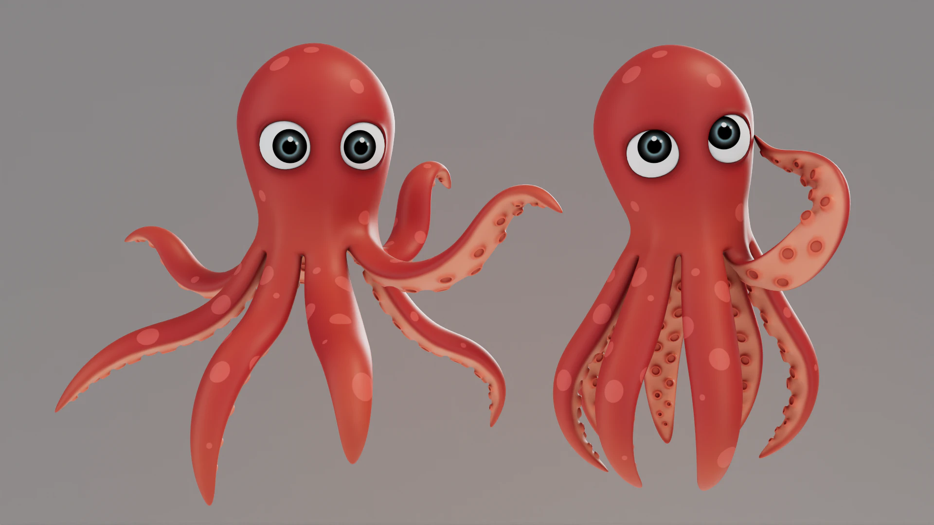 Rigged Cartoon Octopus 3D Model .c4d .max .obj .3ds .fbx .stl .blend 