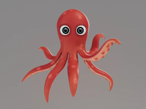 Rigged Cartoon Octopus 3D Model