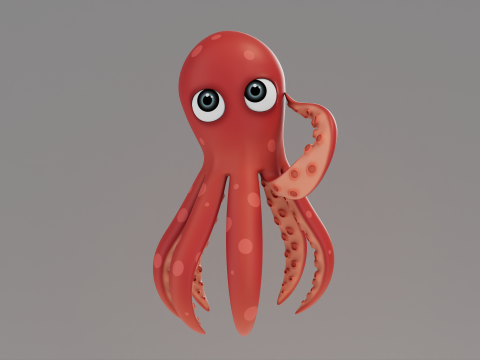 Rigged Cartoon Octopus 3Dモデル