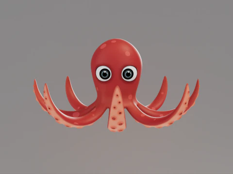 Rigged Cartoon Octopus 3D Model