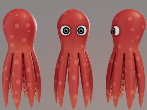 Rigged Cartoon Octopus 3Dモデル