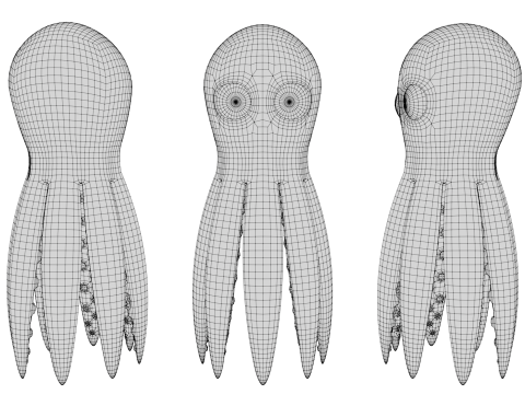 Rigged Cartoon Octopus 3Dモデル