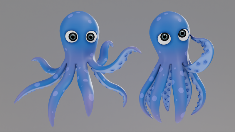 Rigged Cartoon Octopus 3D Model .c4d .max .obj .3ds .fbx .stl .blend 