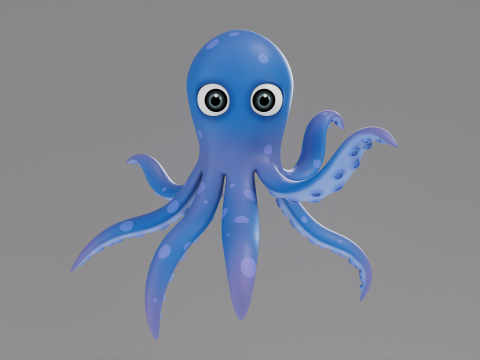 Rigged Cartoon Octopus 3D Model