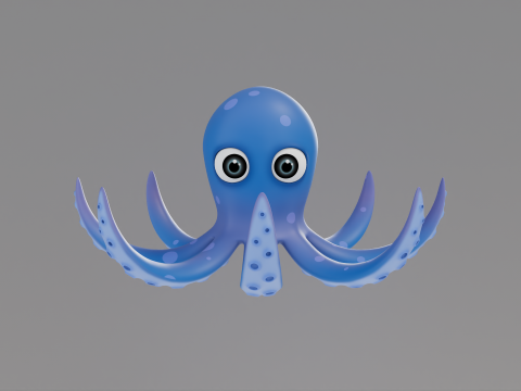 Rigged Cartoon Octopus 3D Model