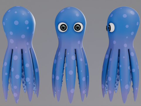 Rigged Cartoon Octopus 3D Model