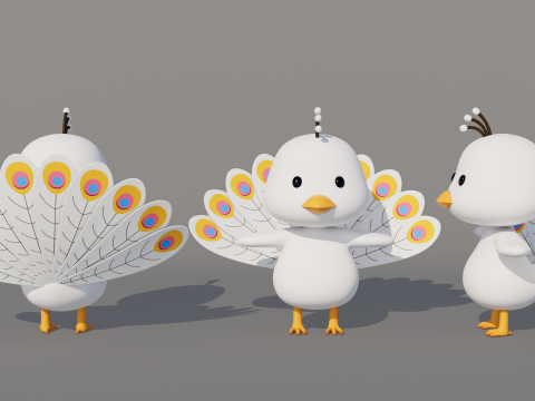 Rigged Cartoon Peacock Modelo 3D