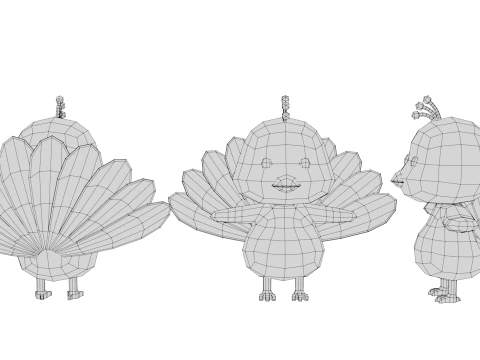 Rigged Cartoon Peacock 3D Model