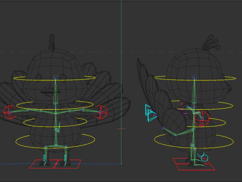 Rigged Cartoon Peacock 3D Model