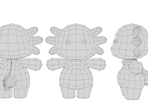 Rigged Cartoon Axolotl Modello 3D
