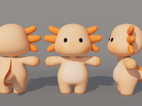 Rigged Cartoon Axolotl Modello 3D