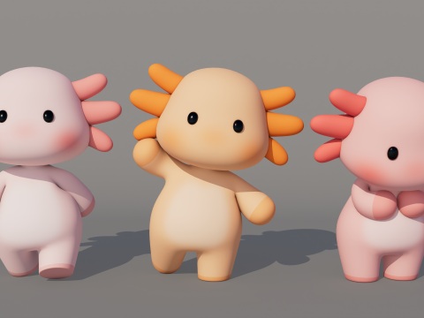 Rigged Cartoon Axolotl Modello 3D