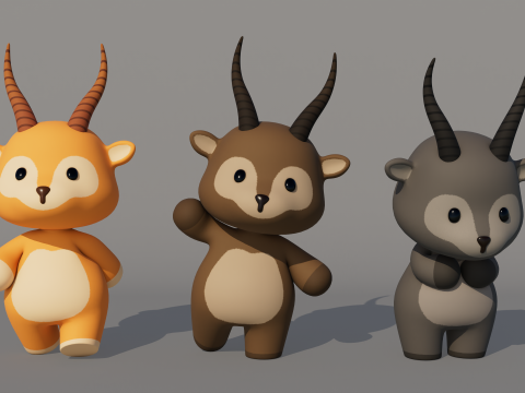 Rigged Cartoon Antelope 3Dモデル