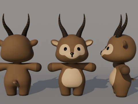 Rigged Cartoon Antelope 3Dモデル