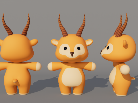 Rigged Cartoon Antelope 3Dモデル