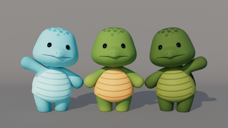 Rigged Cartoon Turtles 3D Model .c4d .max .obj .3ds .fbx .stl .blend 