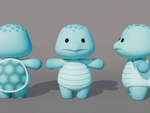 Rigged Cartoon Turtles 3D Model