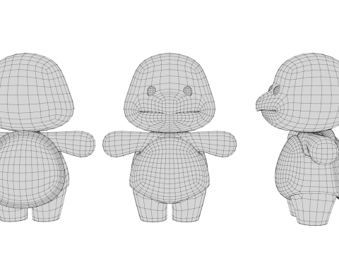 Rigged Cartoon Turtles 3D Model