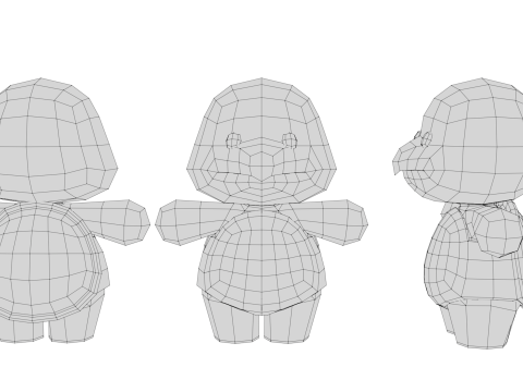 Rigged Cartoon Turtles 3D Model