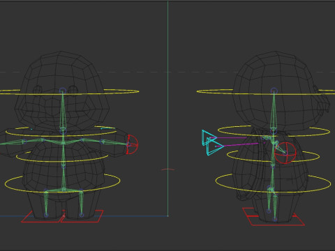 Rigged Cartoon Turtles 3D Model