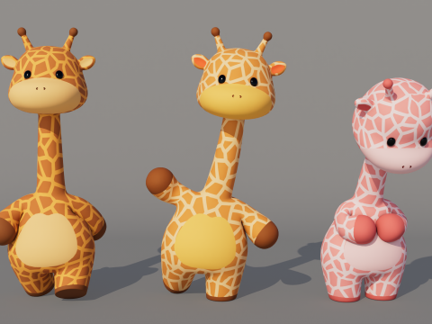 Rigged Cartoon Turtles Model 3D