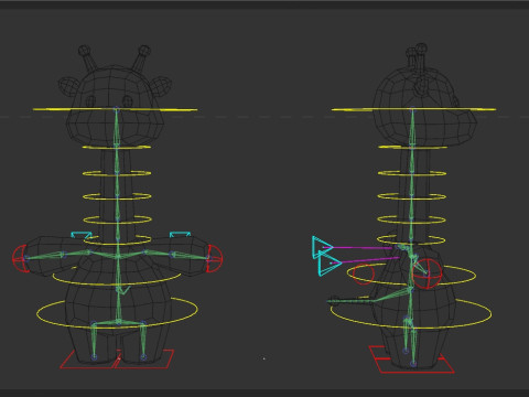 Rigged Cartoon Turtles Model 3D