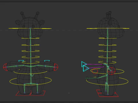 Rigged Cartoon Turtles 3D Model
