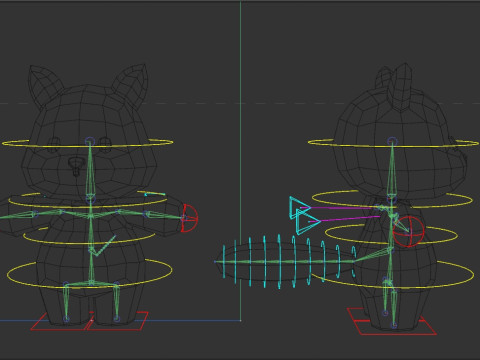 Rigged Cartoon Turtles Model 3D