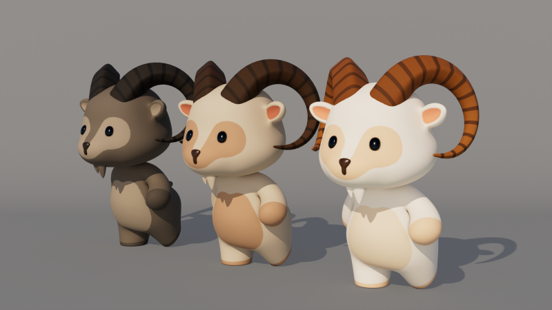 Rigged Cartoon Goat 3D Модель .c4d .max .obj .3ds .fbx .stl .blend 
