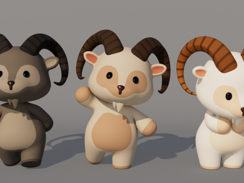 Rigged Cartoon Goat 3D Модель