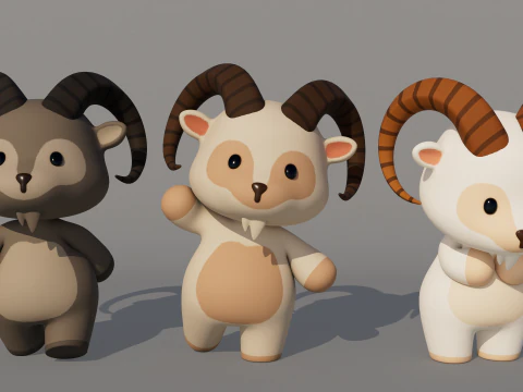 Rigged Cartoon Goat 3D Model
