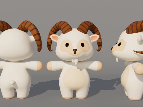 Rigged Cartoon Goat 3D Model