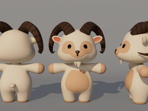 Rigged Cartoon Goat 3D Model