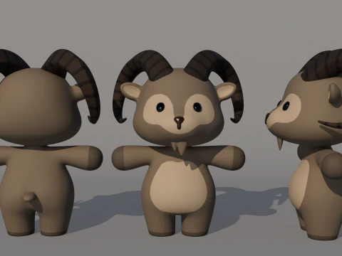 Rigged Cartoon Goat 3D Model