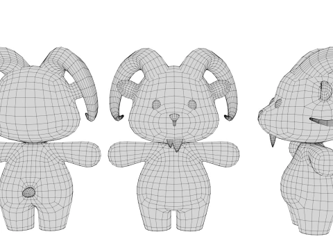 Rigged Cartoon Goat 3D Model