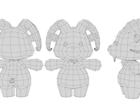 Rigged Cartoon Goat 3D Model