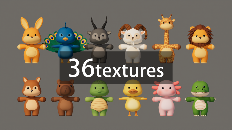 Rigged Cartoon Animals Collection Pack Model 3D .c4d .max .obj .3ds .fbx .stl .blend 