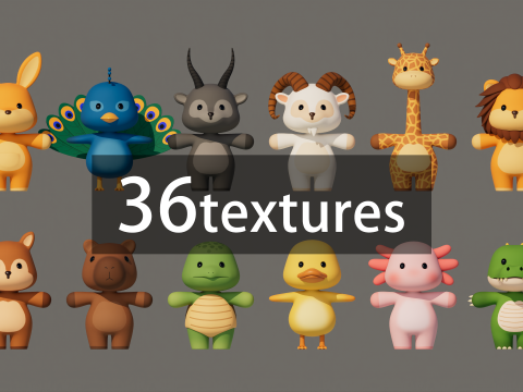 Rigged Cartoon Animals Collection Pack 3D Model