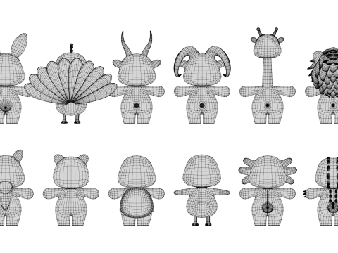 Rigged Cartoon Animals Collection Pack Model 3D