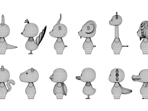 Rigged Cartoon Animals Collection Pack Model 3D