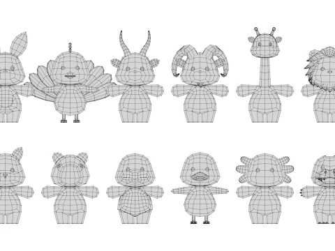 Rigged Cartoon Animals Collection Pack 3D Model