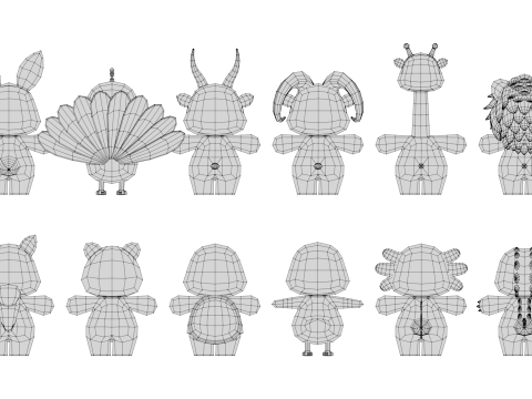 Rigged Cartoon Animals Collection Pack Model 3D