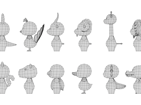 Rigged Cartoon Animals Collection Pack Model 3D