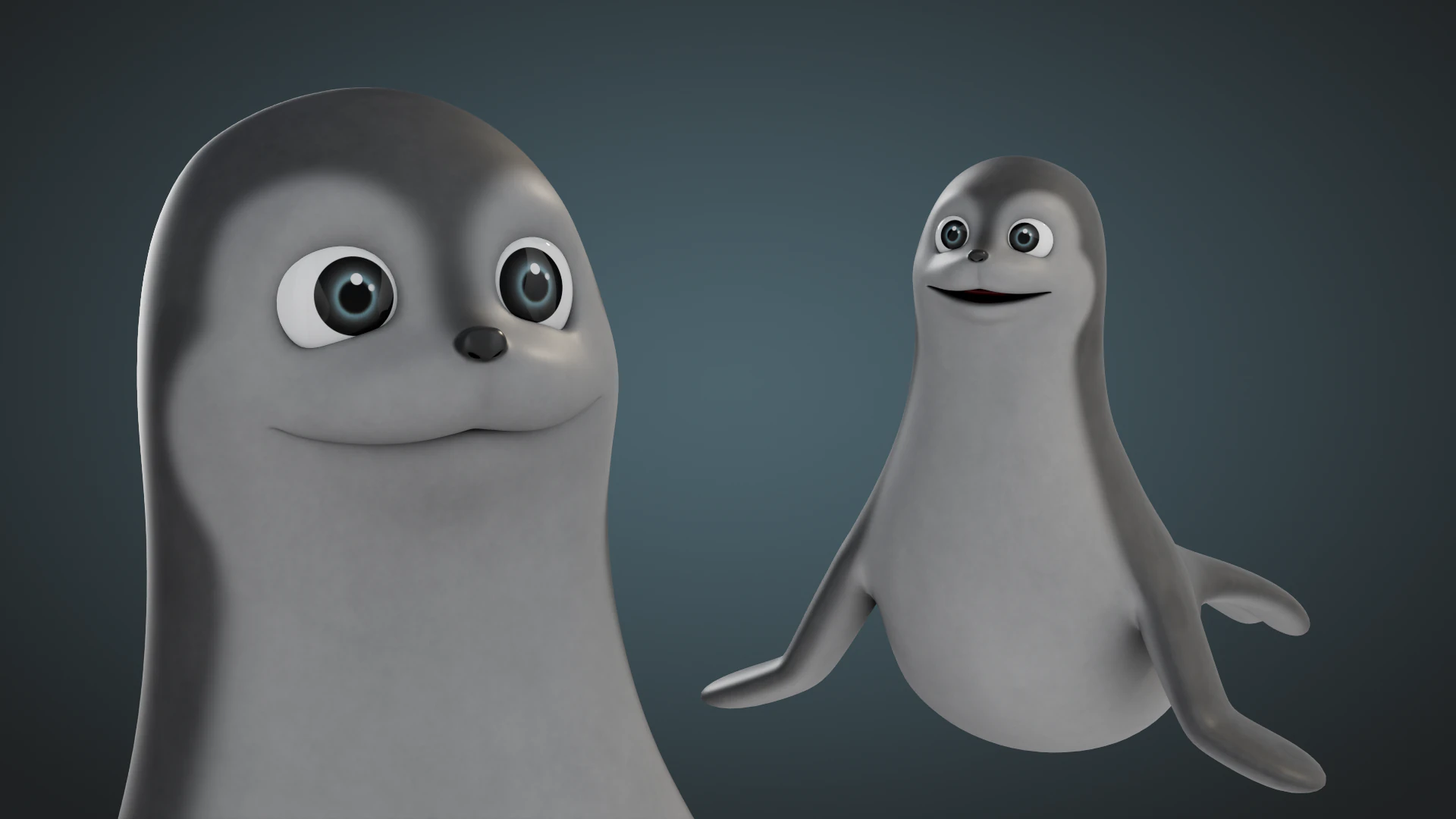 Rigged Cartoon Seal 3D Model .c4d .max .obj .3ds .fbx .stl .blend 