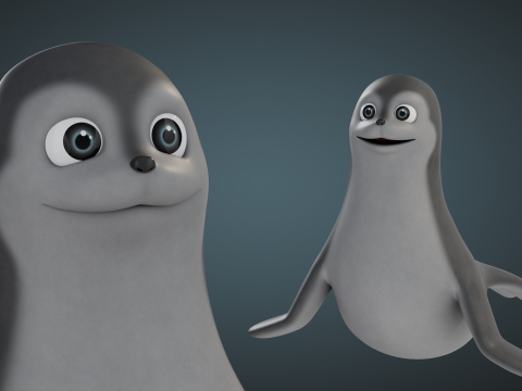 Rigged Cartoon Seal 3D मॉडल