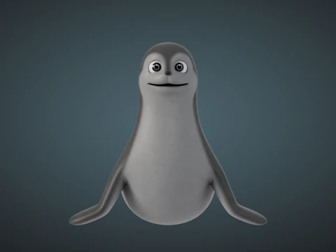 Rigged Cartoon Seal 3D Model