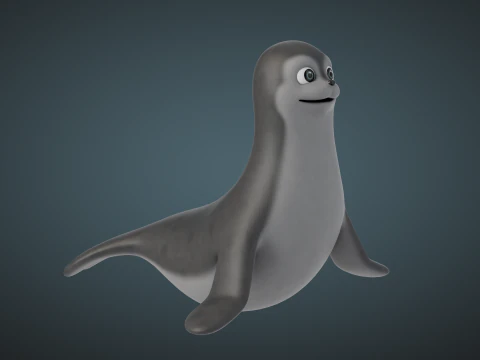 Rigged Cartoon Seal 3D Model