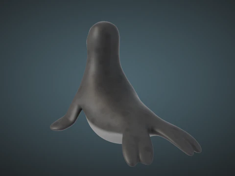 Rigged Cartoon Seal 3D Model