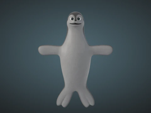 Rigged Cartoon Seal 3D Model