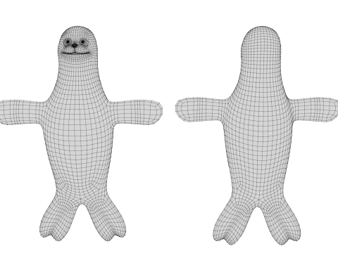 Rigged Cartoon Seal 3D Model